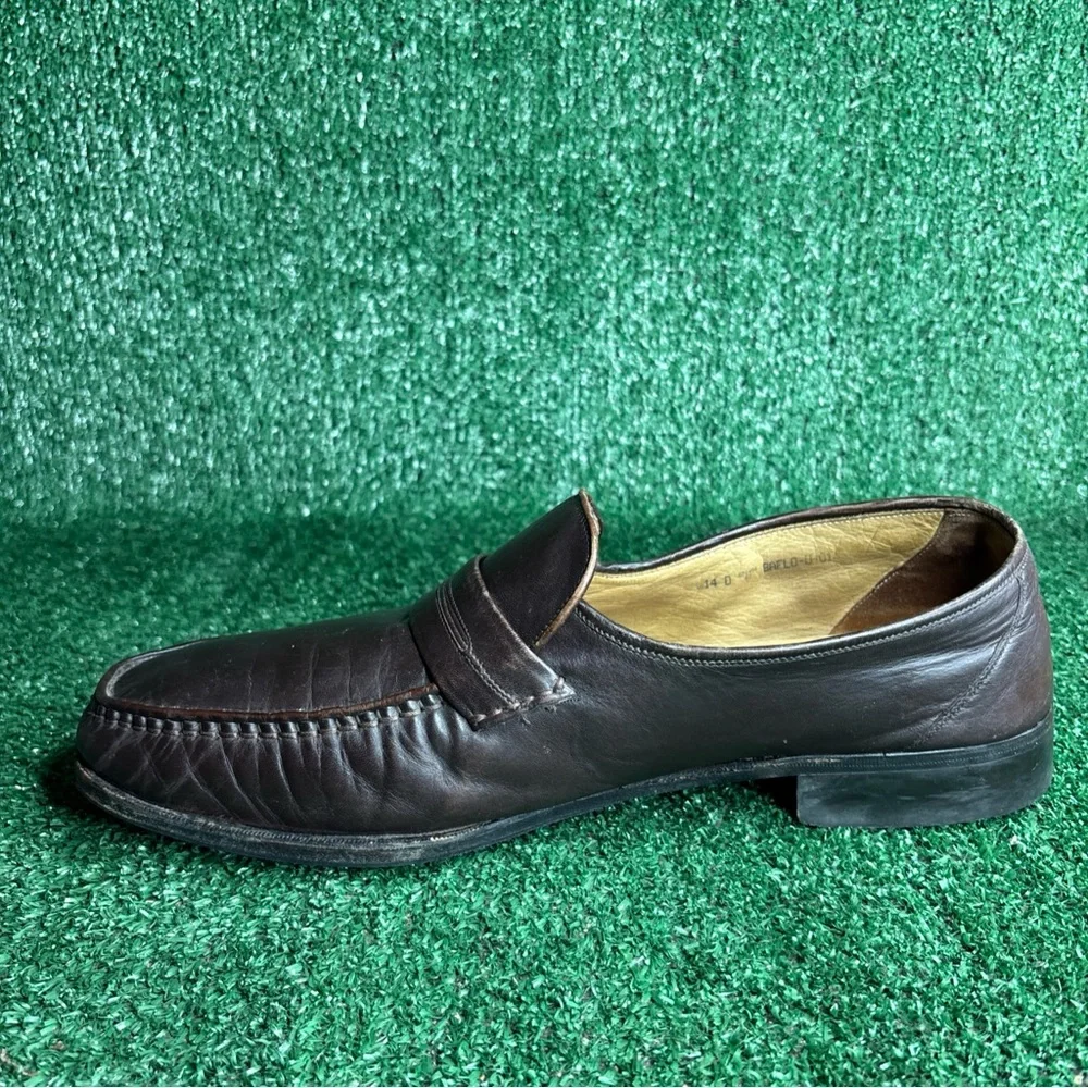 Vintage Bally “Baflo” Loafers Brown Leather Slip On‎ Shoes Size 14